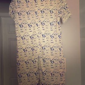 Blue and white dress